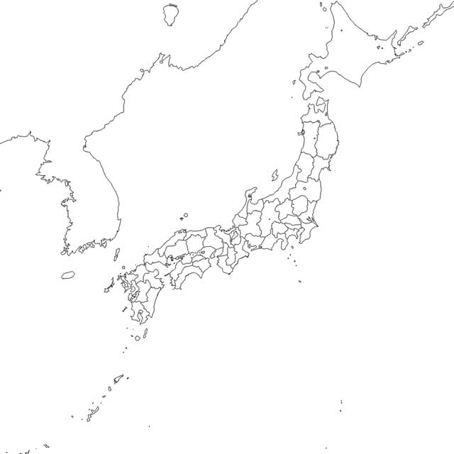 無料の日本地図イラスト素材 白地図（朝鮮半島有）