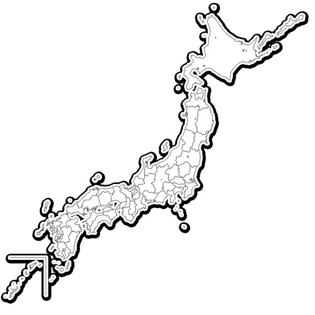 無料の日本地図イラスト素材 黒太線で縁取り