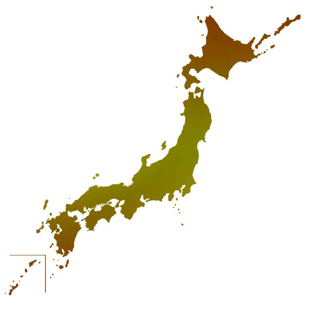 無料の日本地図イラスト素材 茶緑グラデーション