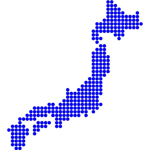 無料の日本地図イラスト素材 青丸の集まり