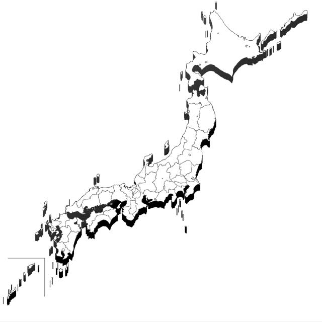 無料の日本地図イラスト素材 立体白地図