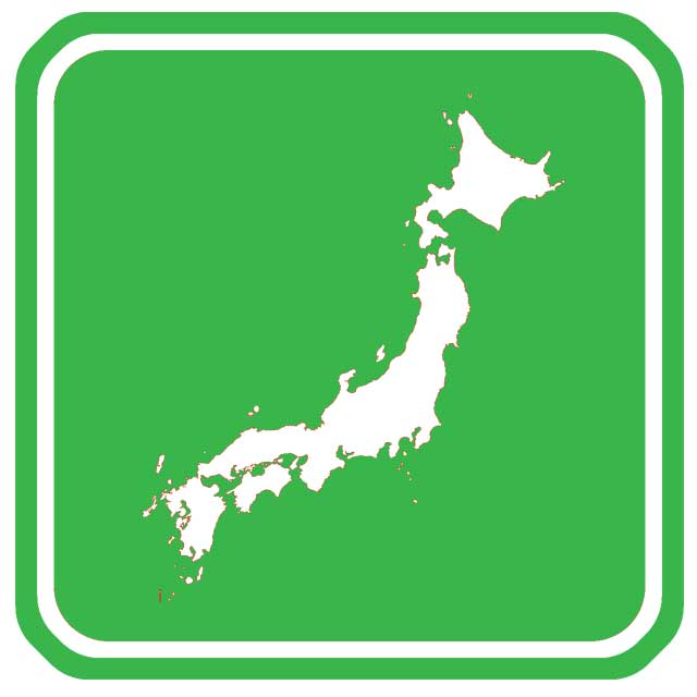 無料の日本地図イラスト素材 アイコンイメージ(緑)