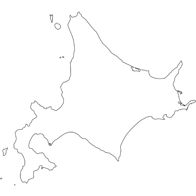 無料の日本地図イラスト集 北海道 白地図 県境のみ