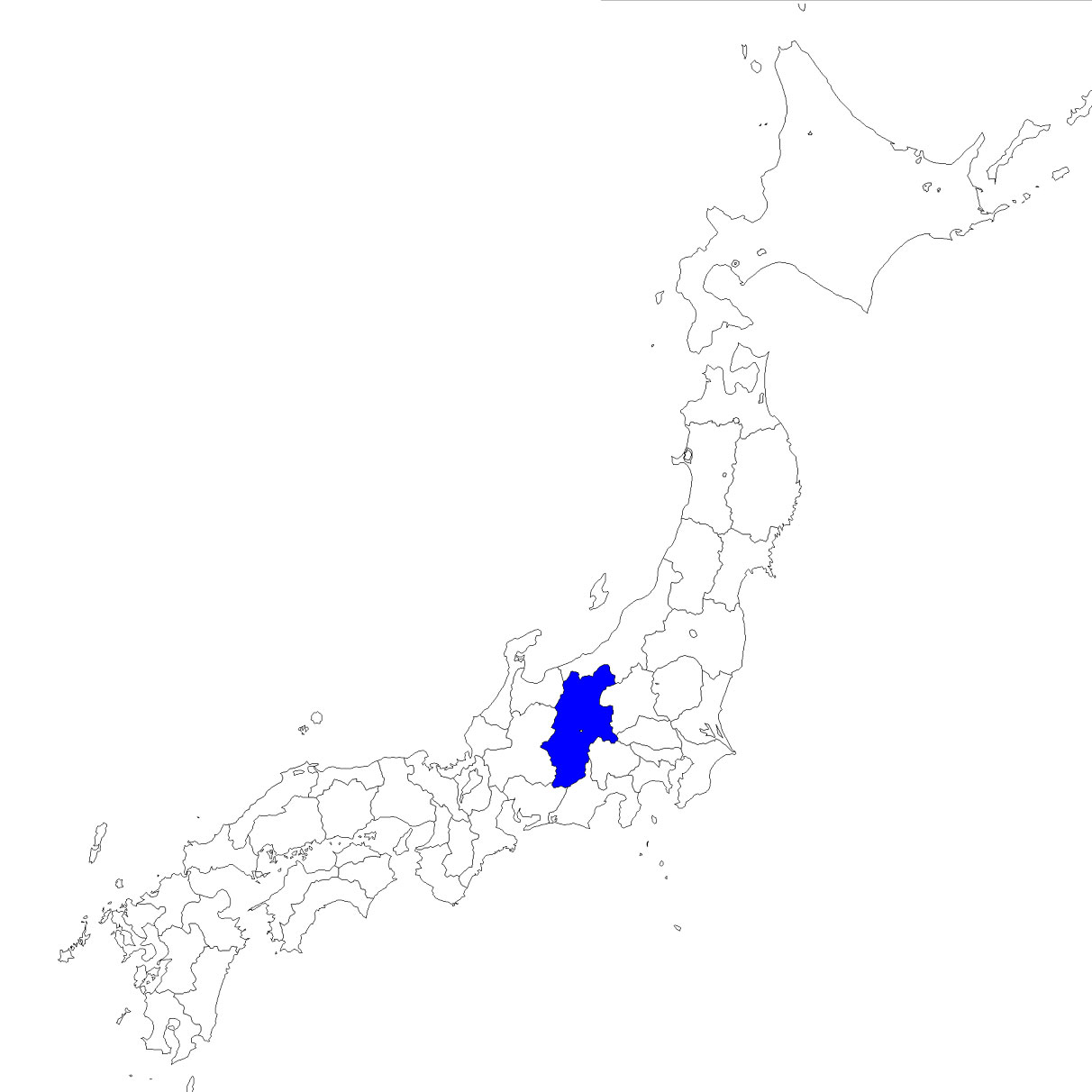 無料の日本地図イラスト集 長野県 日本地図内の位置