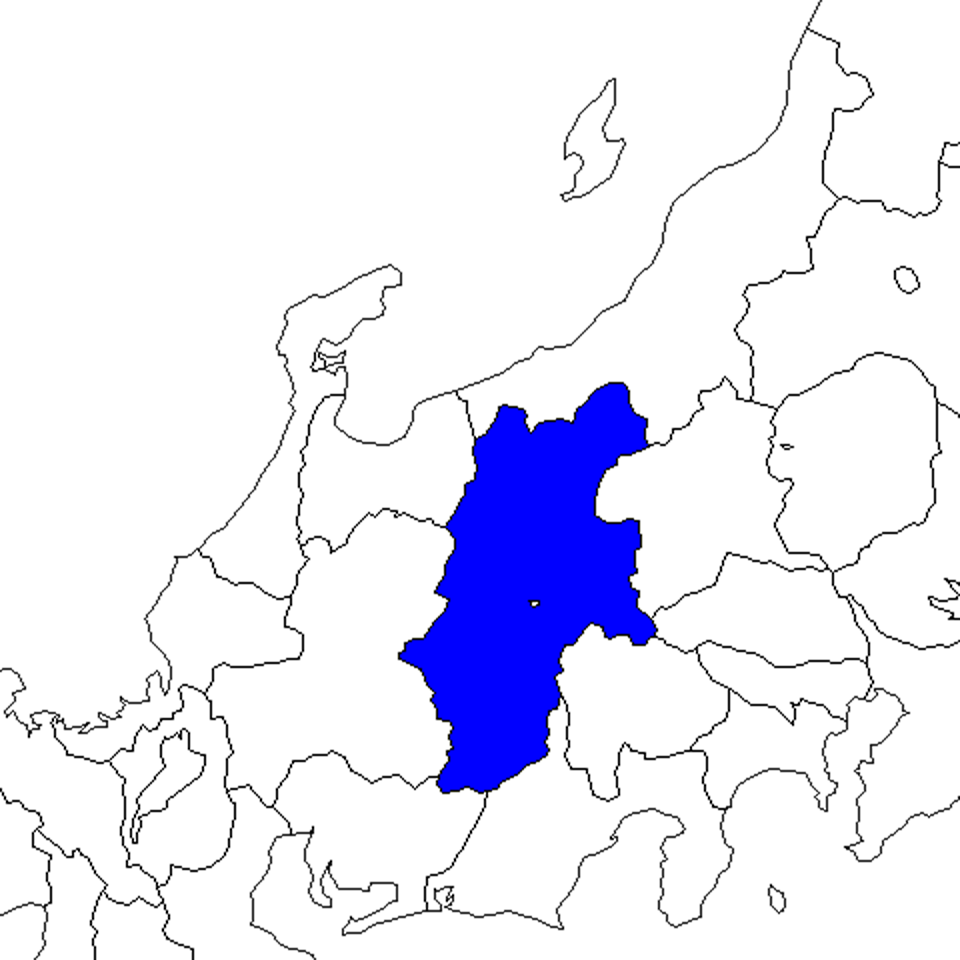 無料の日本地図イラスト集 長野県 中部地方内の位置
