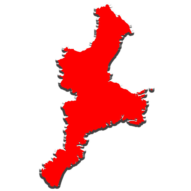 無料の日本地図イラスト集 三重県 赤塗り 立体的