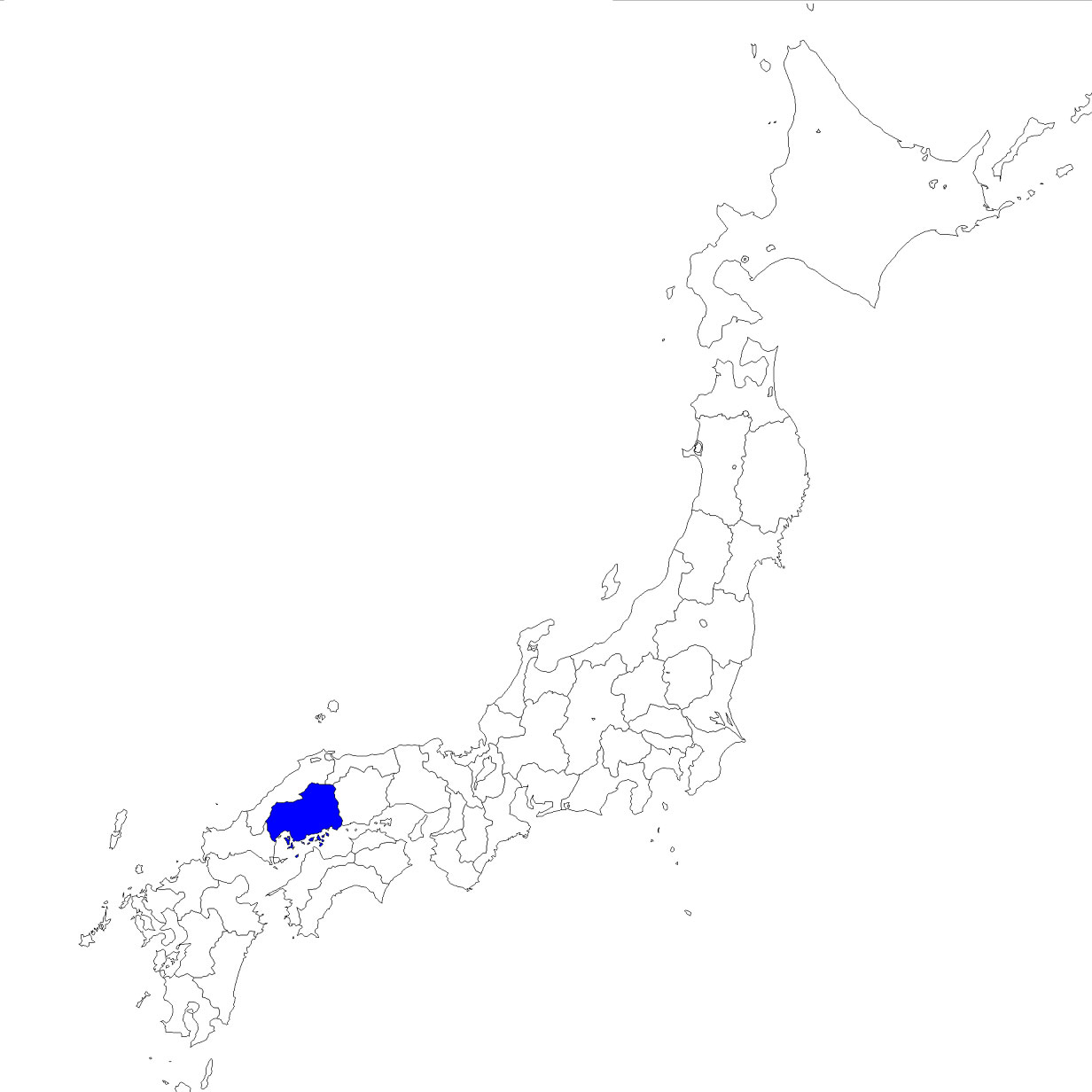 無料の日本地図イラスト集 広島県 日本地図内の位置