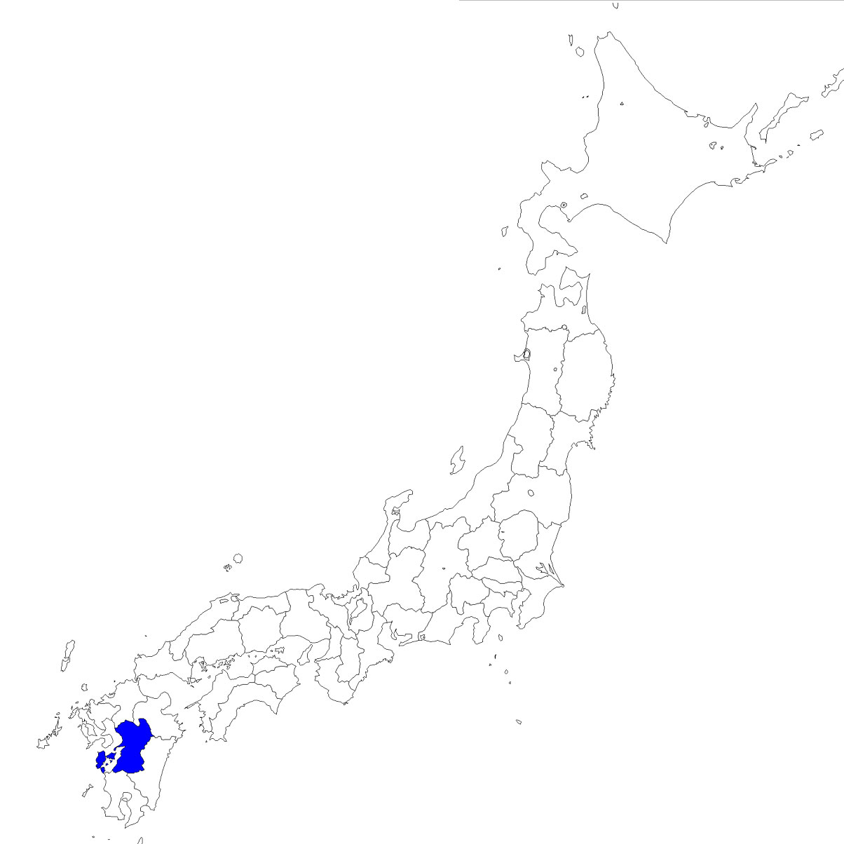 無料の日本地図イラスト集 熊本県 日本地図内の位置