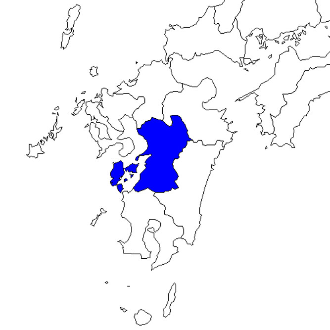 無料の日本地図イラスト集 熊本県 九州地方内の位置