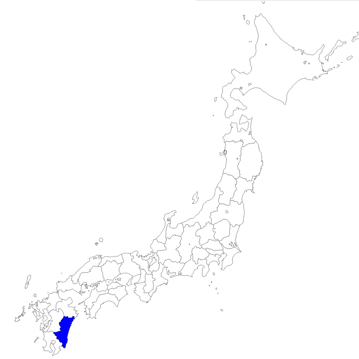 無料の日本地図イラスト集 宮崎県 日本地図内の位置