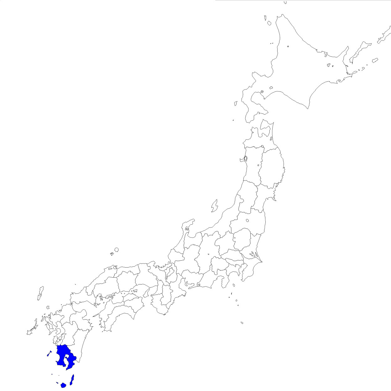 無料の鹿児島県地図イラスト 日本地図内の位置