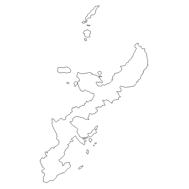 無料の日本地図イラスト集 沖縄県 白地図 県境のみ