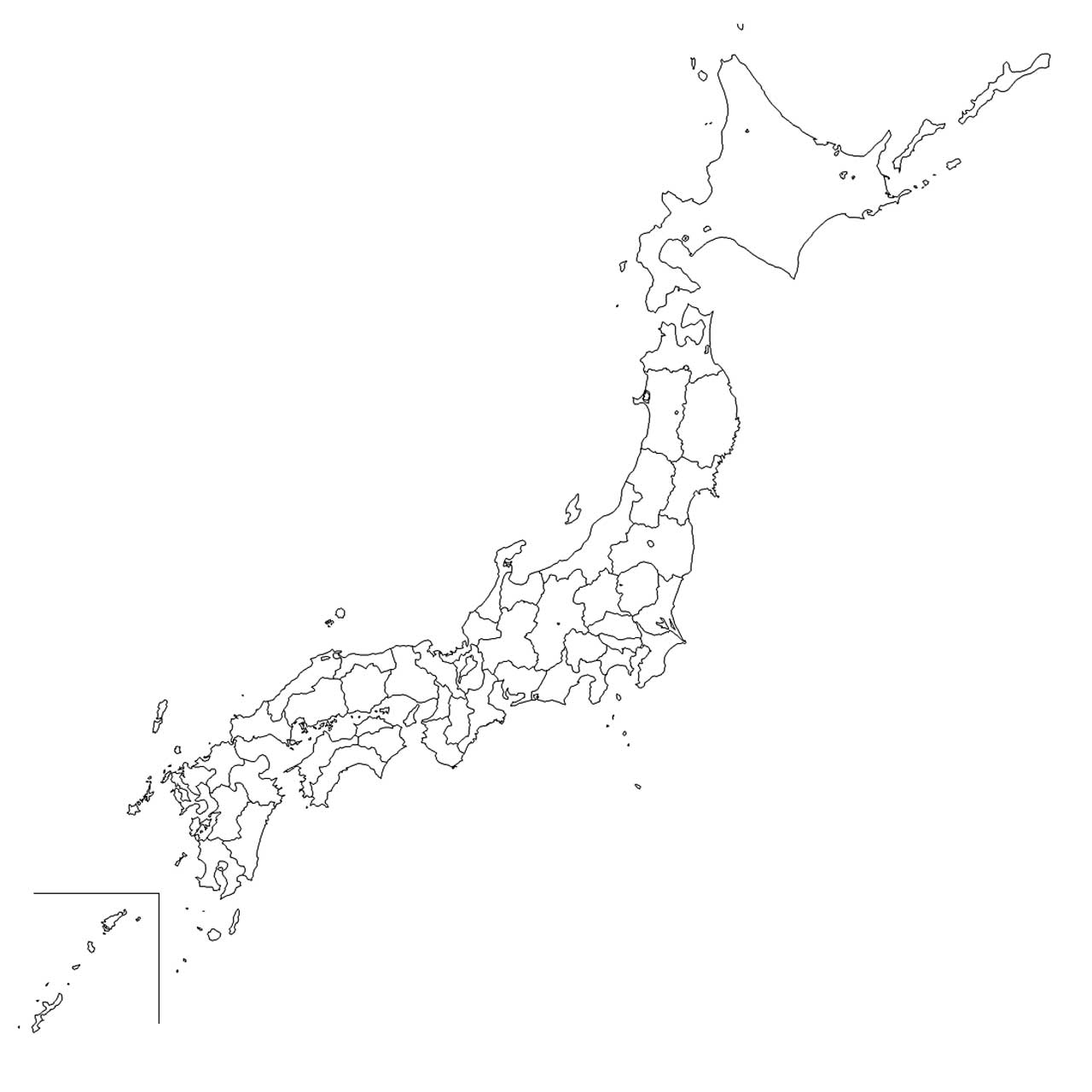 完全無料の日本地図イラスト集 白地図 日本のみ