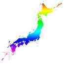 カラフルな色使い 無料の日本地図イラスト 