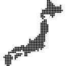 日本地図フリーイラスト画像 黒丸の集合体
