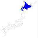 北海道の無料イラスト素材 日本国内における位置表示（青）
