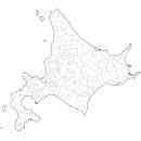 北海道の無料イラスト素材 県境と市町村境表示の白地図