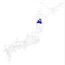 愛知県の無料イラスト素材 日本国内における位置表示（青）