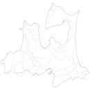 青森県の無料イラスト素材 県境と市町村境表示の白地図