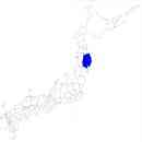 岩手県の無料イラスト素材 日本国内における位置表示（青）