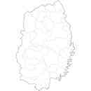 岩手県の無料イラスト素材 県境と市町村境表示の白地図