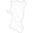 秋田県の無料イラスト素材 県境と市町村境表示の白地図