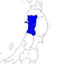 秋田県の無料イラスト素材 東北地方における位置表示（青）