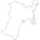 宮城県の無料イラスト素材 県境記載のみの白地図