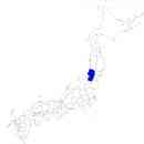 山形県の無料イラスト素材 日本国内における位置表示（青）