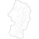 山形県の無料イラスト素材 県境と市町村境表示の白地図