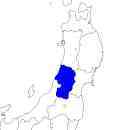 山形県の無料イラスト素材 東北地方における位置表示（青）