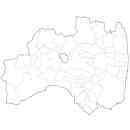 福島県の無料イラスト素材 県境と市町村境表示の白地図