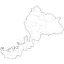 福井県の無料イラスト素材 県境と市町村境表示の白地図