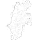 長野県の無料イラスト素材 県境と市町村境表示の白地図