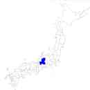 岐阜県の無料イラスト素材 日本国内における位置表示（青）
