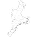 三重県の無料イラスト素材 県境と市町村境表示の白地図