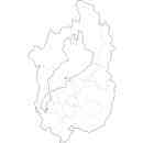 滋賀県の無料イラスト素材 県境と市町村境表示の白地図