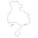兵庫県の無料イラスト素材 県境記載のみの白地図