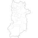 奈良県の無料イラスト素材 県境と市町村境表示の白地図