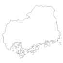 広島県の無料イラスト素材 県境記載のみの白地図