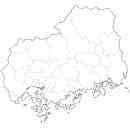 広島県の無料イラスト素材 県境と市町村境表示の白地図