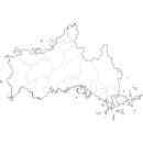 山口県の無料イラスト素材 県境と市町村境表示の白地図