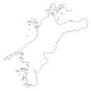 愛媛県の無料イラスト素材 県境記載のみの白地図