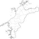 愛媛県の無料イラスト素材 県境と市町村境表示の白地図