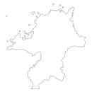 福岡県の無料イラスト素材 県境記載のみの白地図