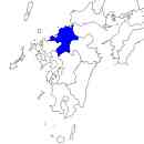 福岡県の無料イラスト素材 東北地方における位置表示（青）