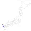 長崎県の無料イラスト素材 日本国内における位置表示（青）