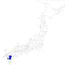 熊本県の無料イラスト素材 日本国内における位置表示（青）