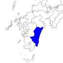宮崎県の無料イラスト素材 東北地方における位置表示（青）