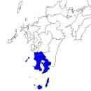 鹿児島県の無料イラスト素材 東北地方における位置表示（青）